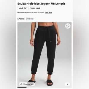 Lululemon scuba Black Jogger Pants